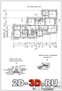 План типового этажа, фрагмент оконного блока с троиным остеклением, фрагмент лестницы из мелкоразмерных элементов