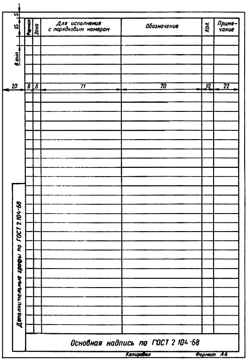 Групповая спецификация - последующие листы (форма 2)