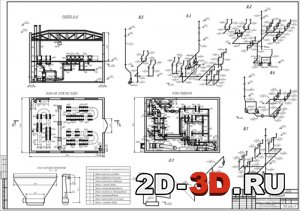 План 1-го этажа, подвала, аксонометрическая схема системы вентиляции, спецификация оборудования