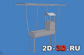 3D модель мангала стационарного с навесом в Inventor 2018