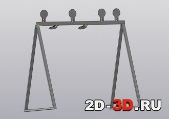 3d модель мишени на конструкции для тира в Компас-3D