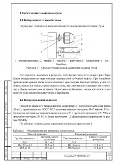 Расчет механизма подъема груза