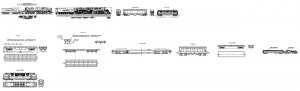 Изображения поездов на чертеже AutoCAD dwg формат