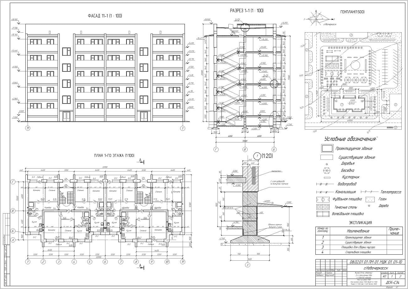 План ленточного фундамента кирпичного многоэтажного здания