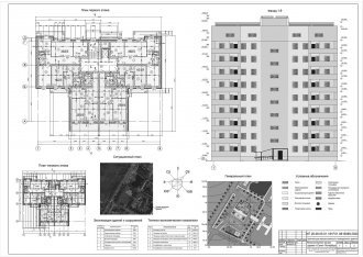 План 1 этажа, план типового этажа, фасад 1-9, ситуационный план, генеральный план