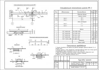 Схема армирования монолитного ригеля, сечение 1-1, 2-2, 3-3