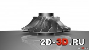 Вид 3d модели втулки с лопастями в SolidWorks