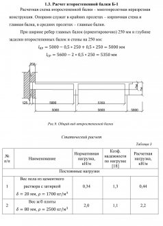 Расчет второстепенной балки Б-1