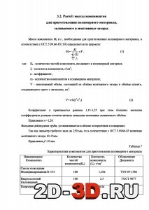 Расчёт массы компонентов для приготовления полимерного материала, заливаемого в монтажные зазоры