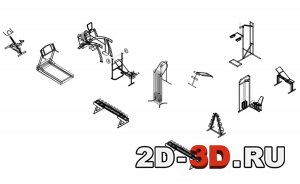 Тренажерный зал оборудование 3D модели