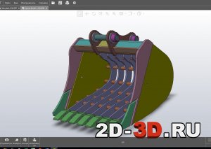 3d модель ковша экскаватора в SolidWorks Special bucket