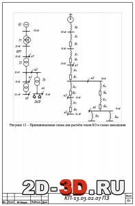 Принципиальная схема для расчёта токов КЗ и схема замещения