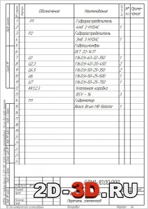 Рабочий орган - Схема гидравлическая принципиальная - Перечень элементов