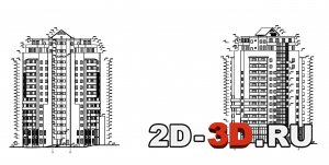 Фасады 16 ти этажного здания в AutoCAD
