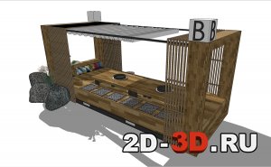 Японская терраса для отдыха, 3D модель