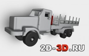3D модель автомобиля КрАЗ с Бортом
