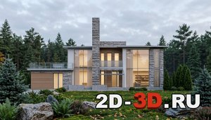 Загородный двухэтажный жилой дом (BIM проект) в Revit