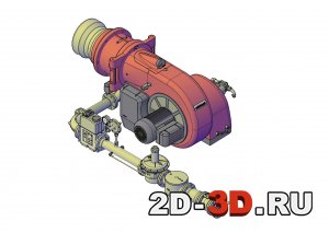 3d модель комбинированной горелки Weishaupt WM-GL50 2-A ZM-R-NR с рампой